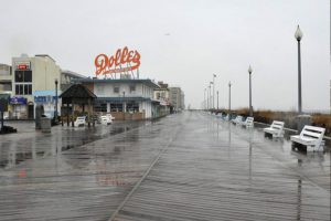 rainy day on boardwalk